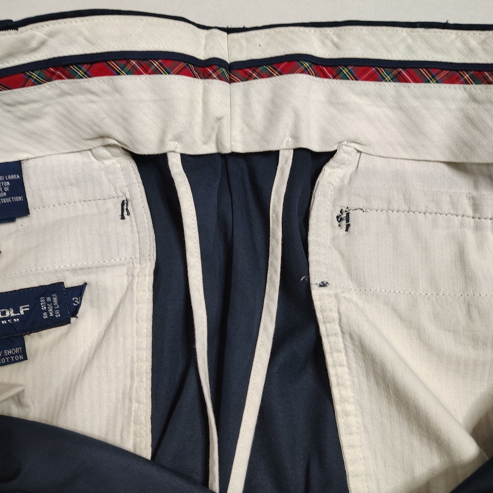 Polo Golf Ralph Lauren Fairway Chino Shorts Blue Pleated Mens Size 36 Preppy - Picture 8 of 12